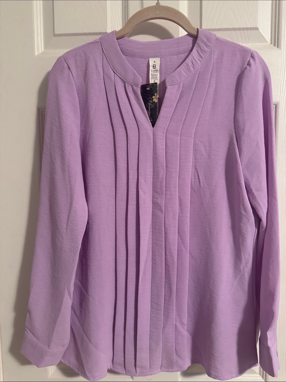 bloom Lilac Pleated Long-Sleeve Blouse